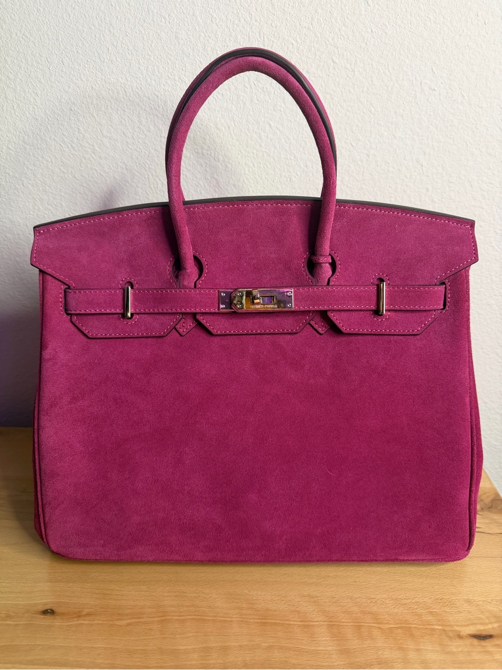 H BIRKIN 35CM DOBLIS SUEDE RASPBERRY PINK GHW
